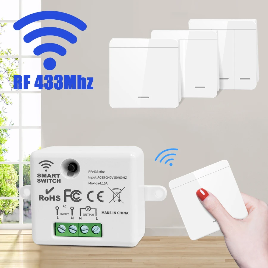 Outdoor Power Outlet With Remote Control - 무선 벽 조명 스위치 433Mhz 1/2/3