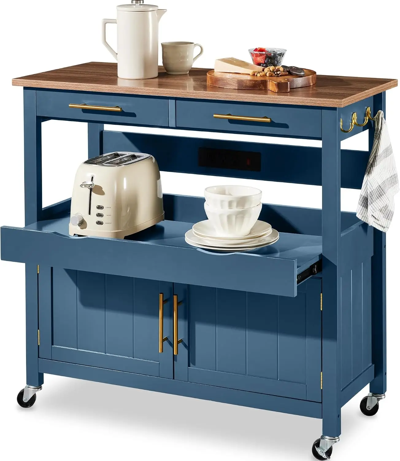 Outdoor Kitchen Power Outlet - 36인치 대형 이동식 주방 아일랜드 카트,