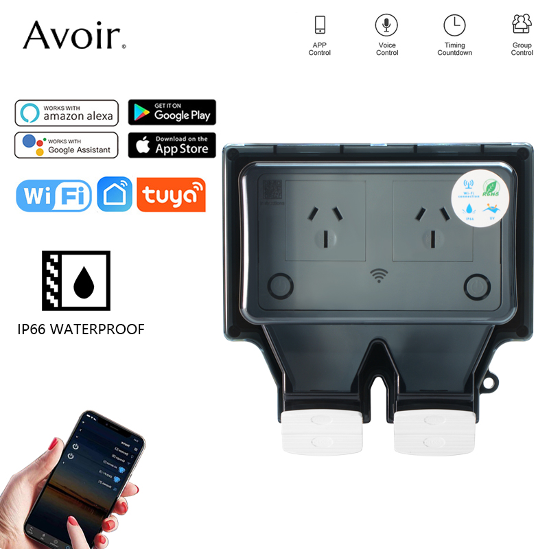Outdoor Power Outlet With Remote Control - Avoir Tuya 와이파이 방수 전기 소켓,