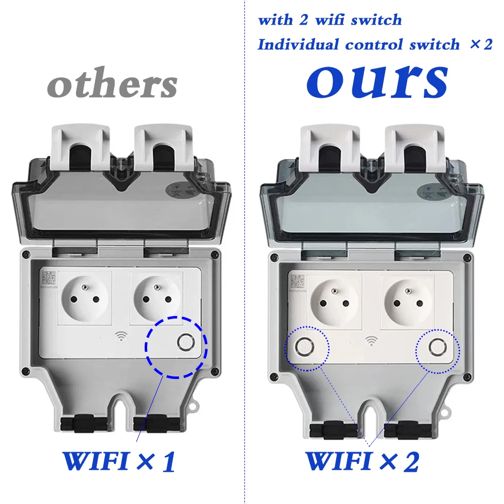 Outdoor Power Outlet With Remote Control - EU FR 스마트 투야 방수 전기