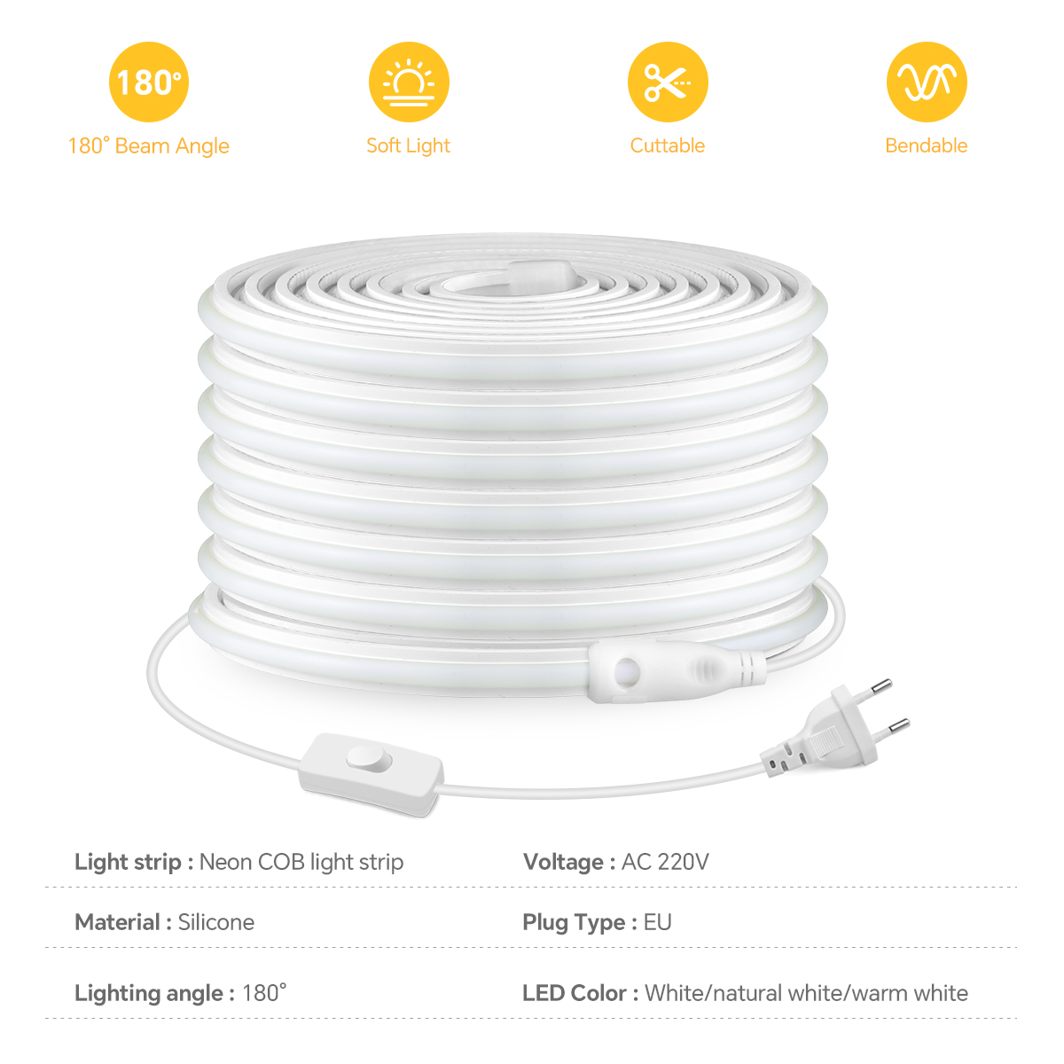 220V COB LED 스트립 고밀도 방수 COB LE - Outdoor Power Port 리뷰 및 가격