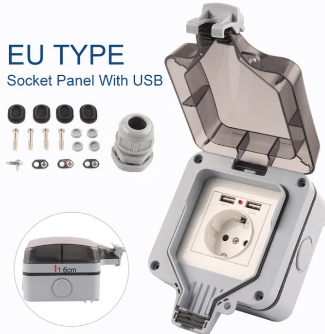 IP66 EU 표준 독일식 야외 방수 USB 소켓이 있 - Outdoor Usb Power Outlet 리뷰 및 가격